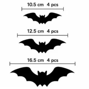 3D LED Halloween Bats — Bendable Wall Stickers, Battery Glow Lights, Peel & Stick Indoor Decor (12–60 pcs)